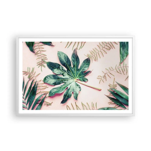 Poster in white frmae - Study in Green on Pink Background - 91x61 cm