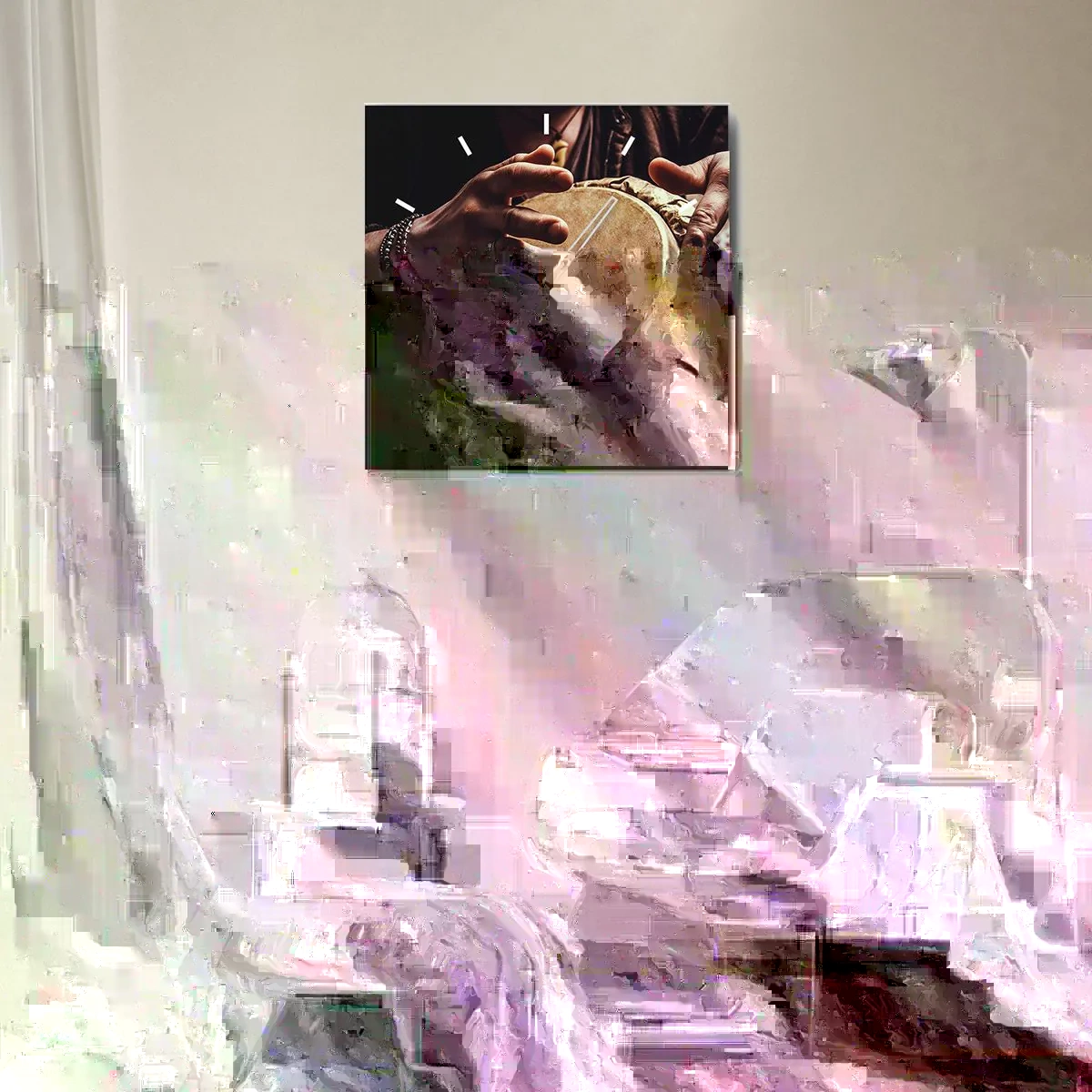 Wall clock - Clock on glass - In the Rhythm of the Heart - 40x40 cm