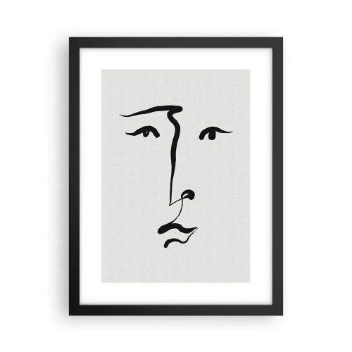 Poster in black frame - Portrait with One Stroke - 30x40 cm
