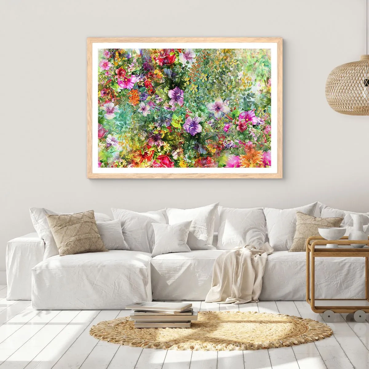 Poster in light oak frame - Lost in the Flowers - 50x40 cm