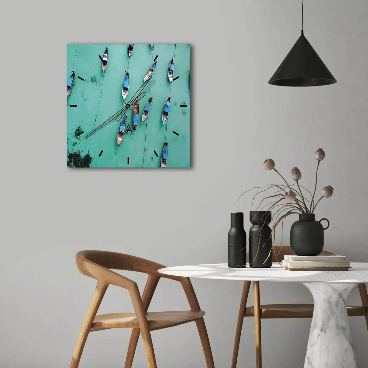 Wall clock - Clock on glass - In Joyful Expectation - 40x40 cm