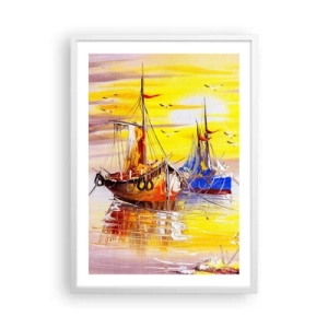 Poster in white frmae - Deserved Rest in Port - 50x70 cm