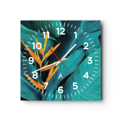 Wall clock - Clock on glass - Flower of Eden - 40x40 cm