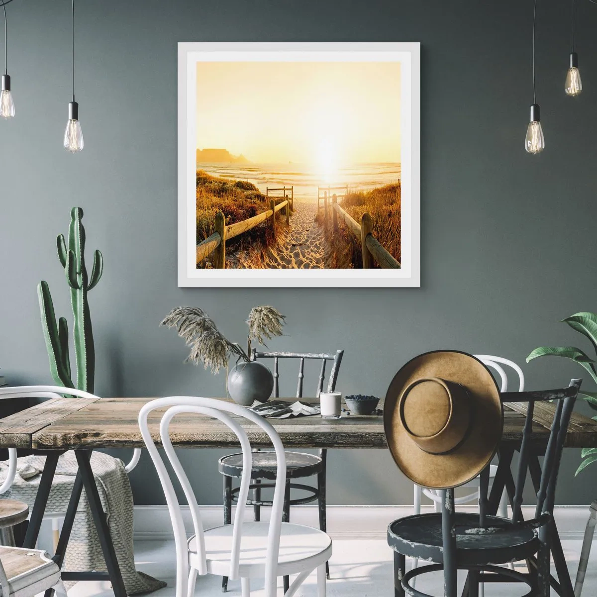 Poster in white frmae - Through the Dune, Towards the Sun - 50x50 cm