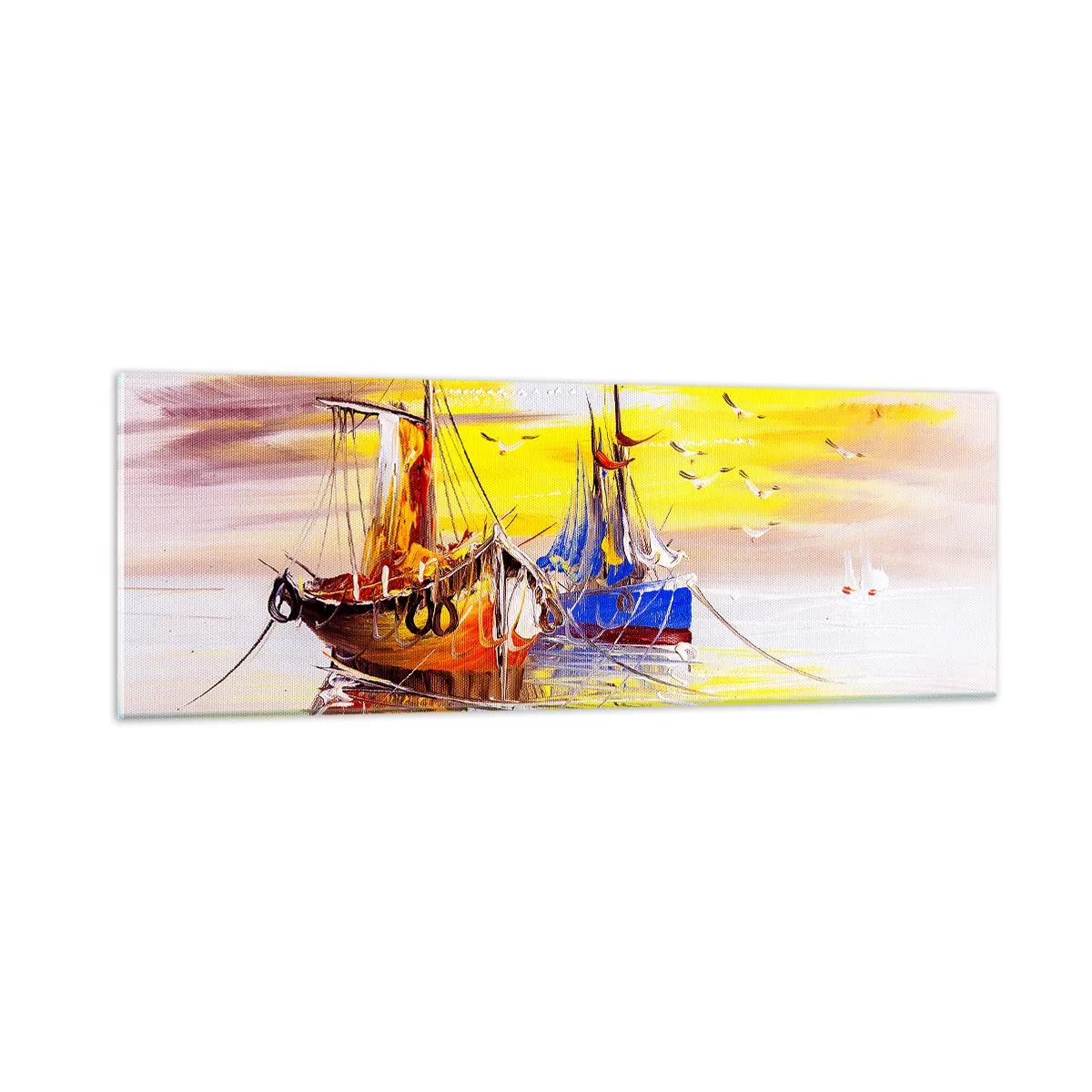 Glass picture - Deserved Rest in Port - 90x30 cm