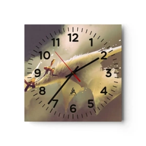 Wall clock - Clock on glass - To the Rescue of the World - 40x40 cm