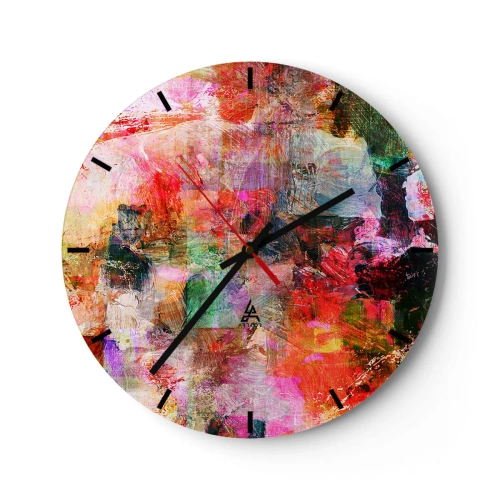 Wall clock - Clock on glass - Journey through Pink - 40x40 cm