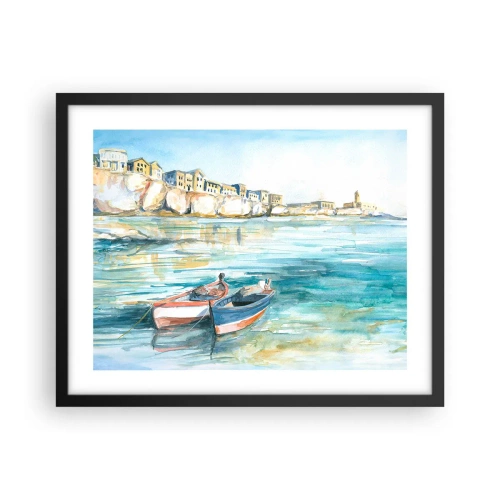 Poster in black frame - Landscape in Azure - 50x40 cm