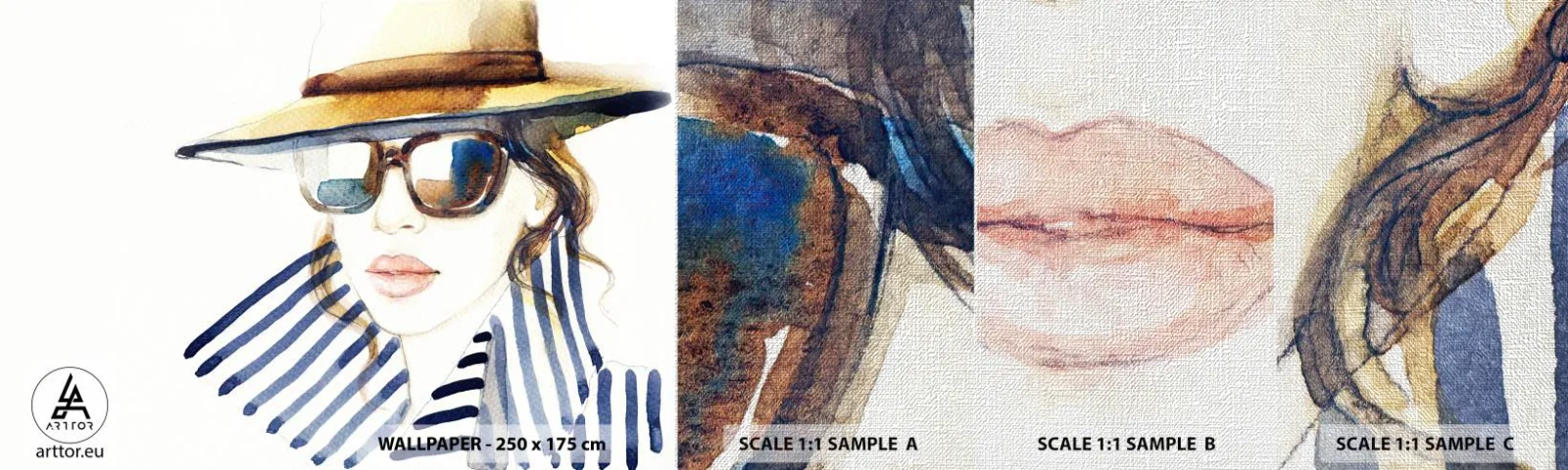 Photo Wallpaper Sample Premium Canvas - Welcome to Florida! - Woman's Face, Portrait of a Woman, Fashion - 100x30 cm