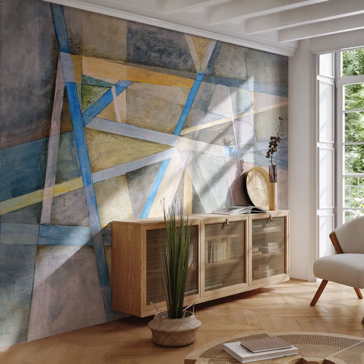 Photo Wallpaper Standard Eco - Straight Or Slanted? - Abstraction, Piece, Modern Pattern - 500x350 cm