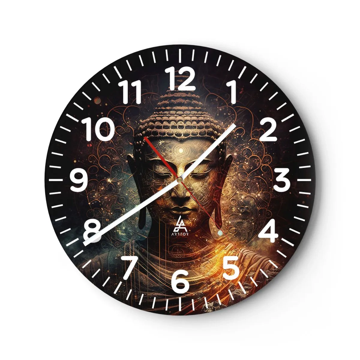 Wall clock - Clock on glass - Spiritual Balance - 40x40 cm