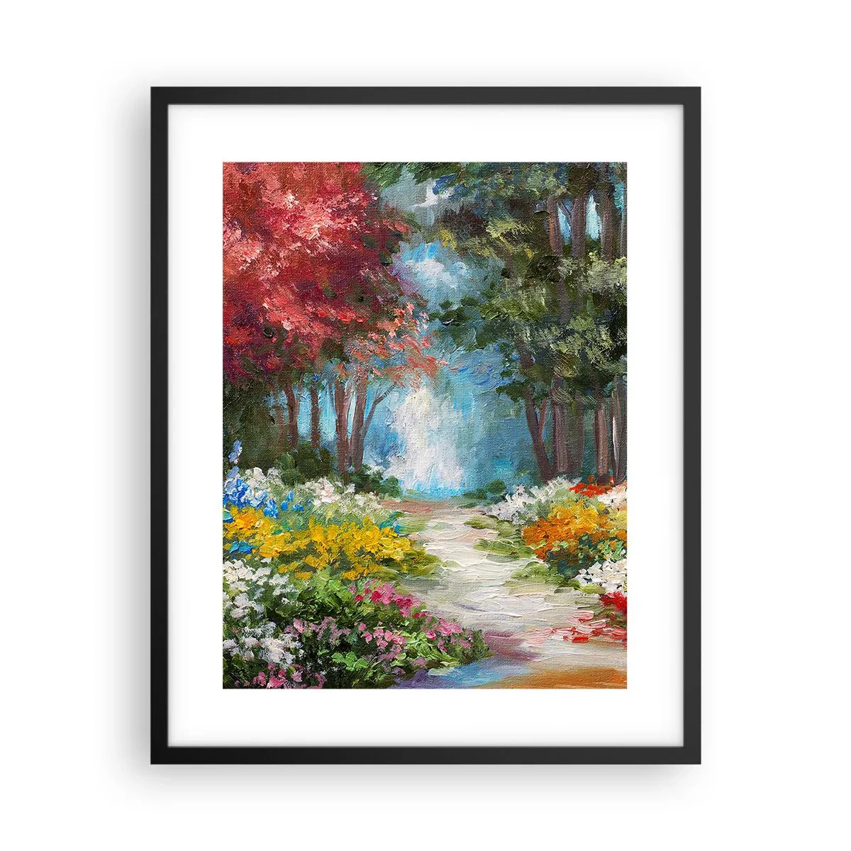 Poster in black frame - Wood Garden, Flowery Forest - 40x50 cm