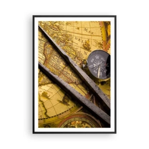 Poster in black frame - With a Compass through the Seas - 70x100 cm