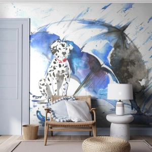 Photo Wallpaper Premium Sand - That's What a Friend Is for - Abstraction, Dog, Rain - 100x70 cm