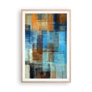 Poster in light oak frame - Through Blue Curtain - 61x91 cm