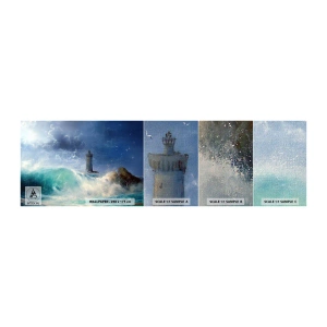 Photo Wallpaper Sample Premium Canvas - Standing Guard against the Elements - Landscape, Lighthouse, Storm - 100x30 cm