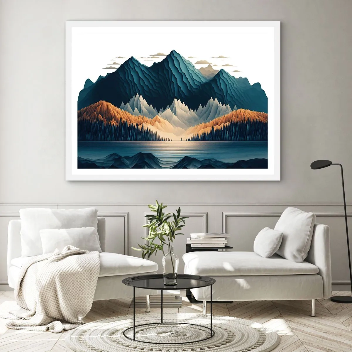 Poster in white frmae - Perfect Mountain Landscape - 100x70 cm