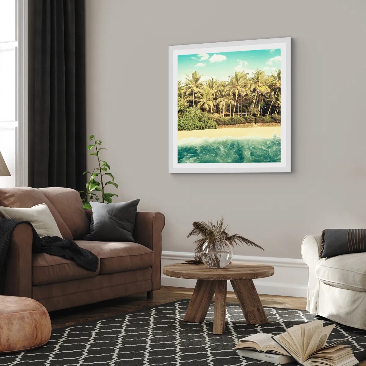 Poster in white frmae - How about Here? - 60x60 cm