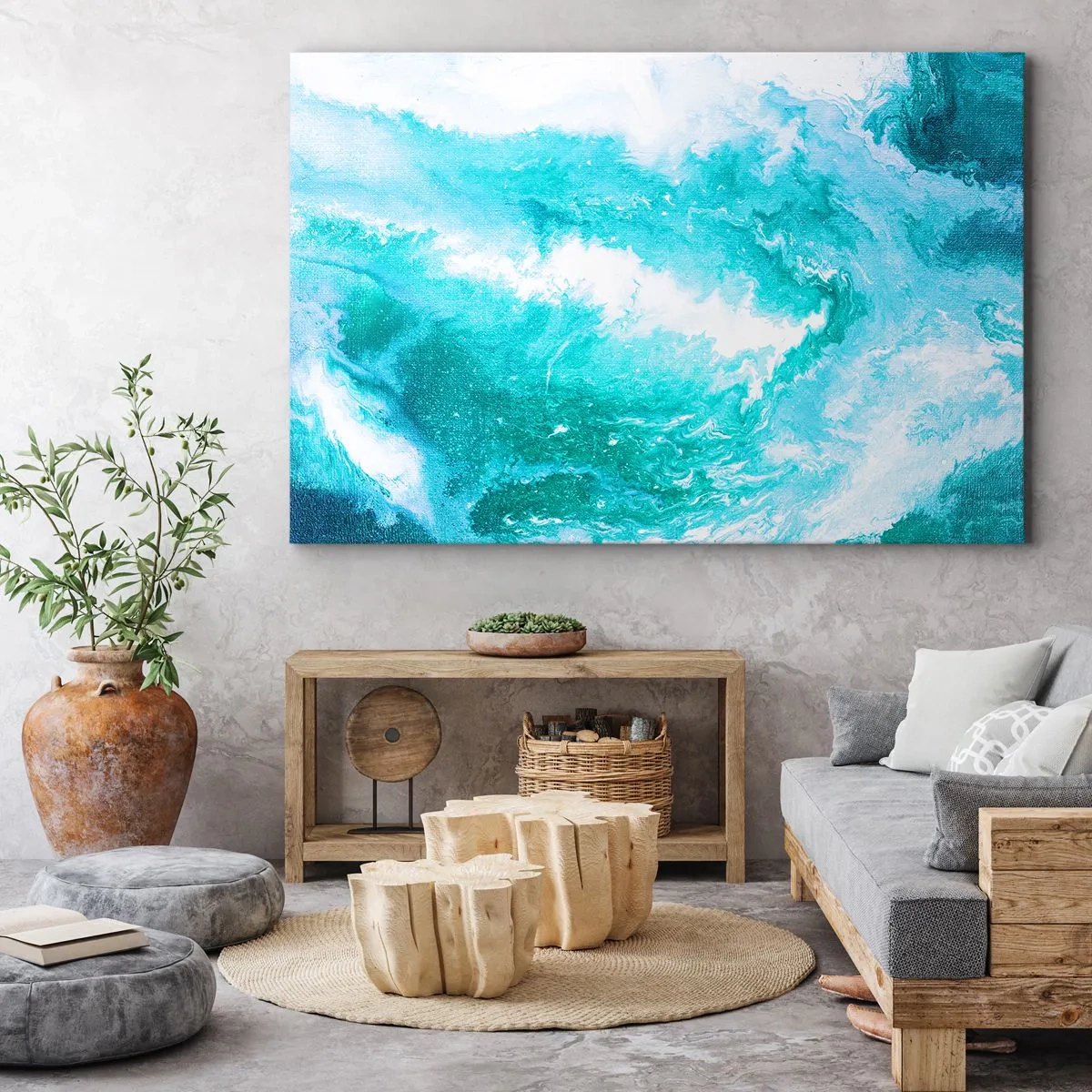 Canvas picture - Abstract swirl in shades of blue - 70x50cm - At the Heart of Element - Modern wall decoration for the living room and bedroom ARTTOR