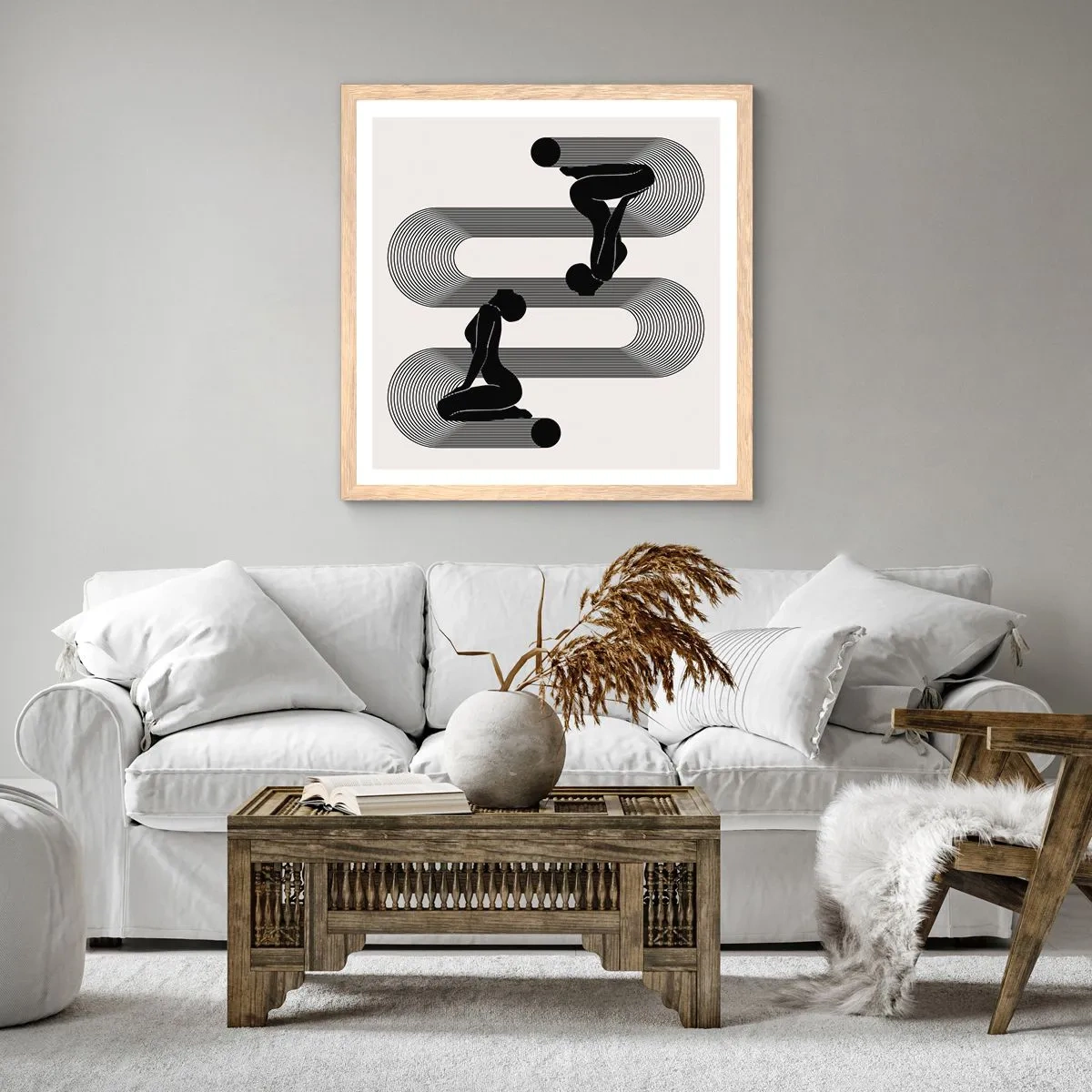 Poster in light oak frame - Sensual Symmetry - 60x60 cm