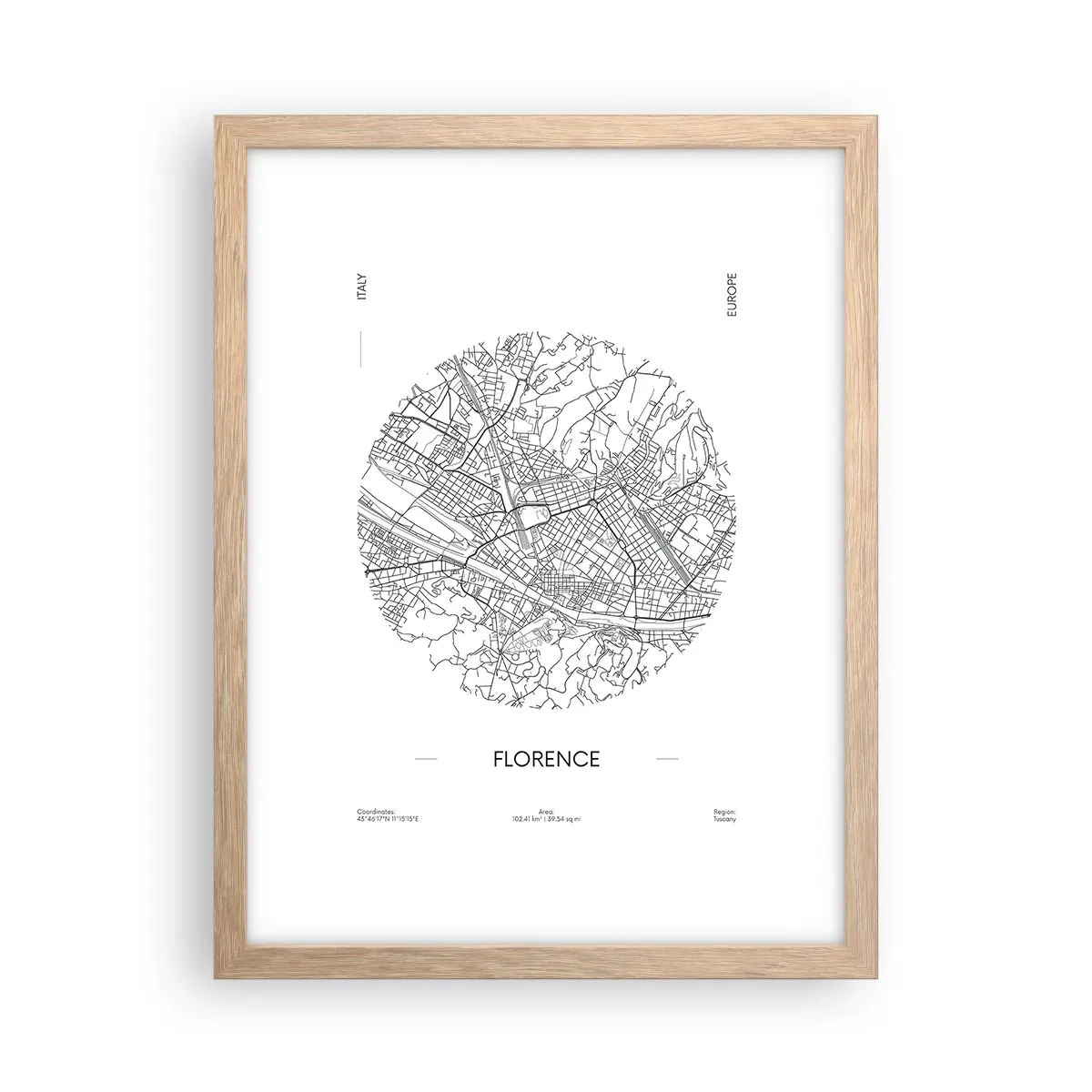 Poster in light oak frame - Anatomy of Florence - 30x40 cm