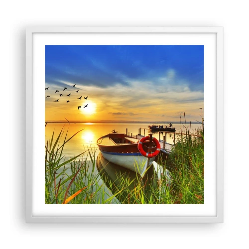Poster in white frmae - Cormorants Are Flying Away - 50x50 cm