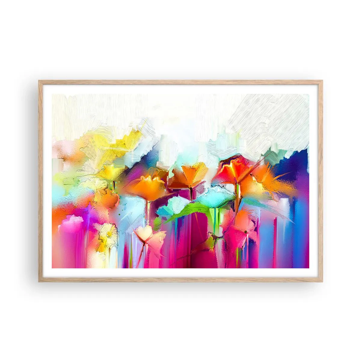 Poster in light oak frame - Rainbow Has Bloomed - 100x70 cm