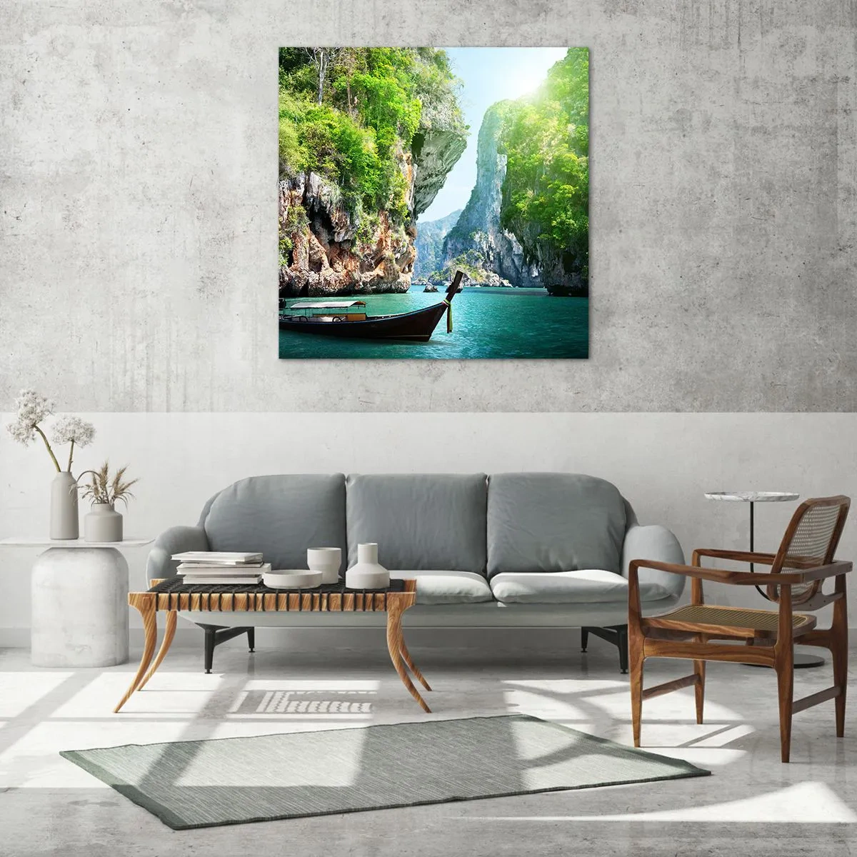Glass picture - Invitation for an Exotic Trip - 50x50 cm