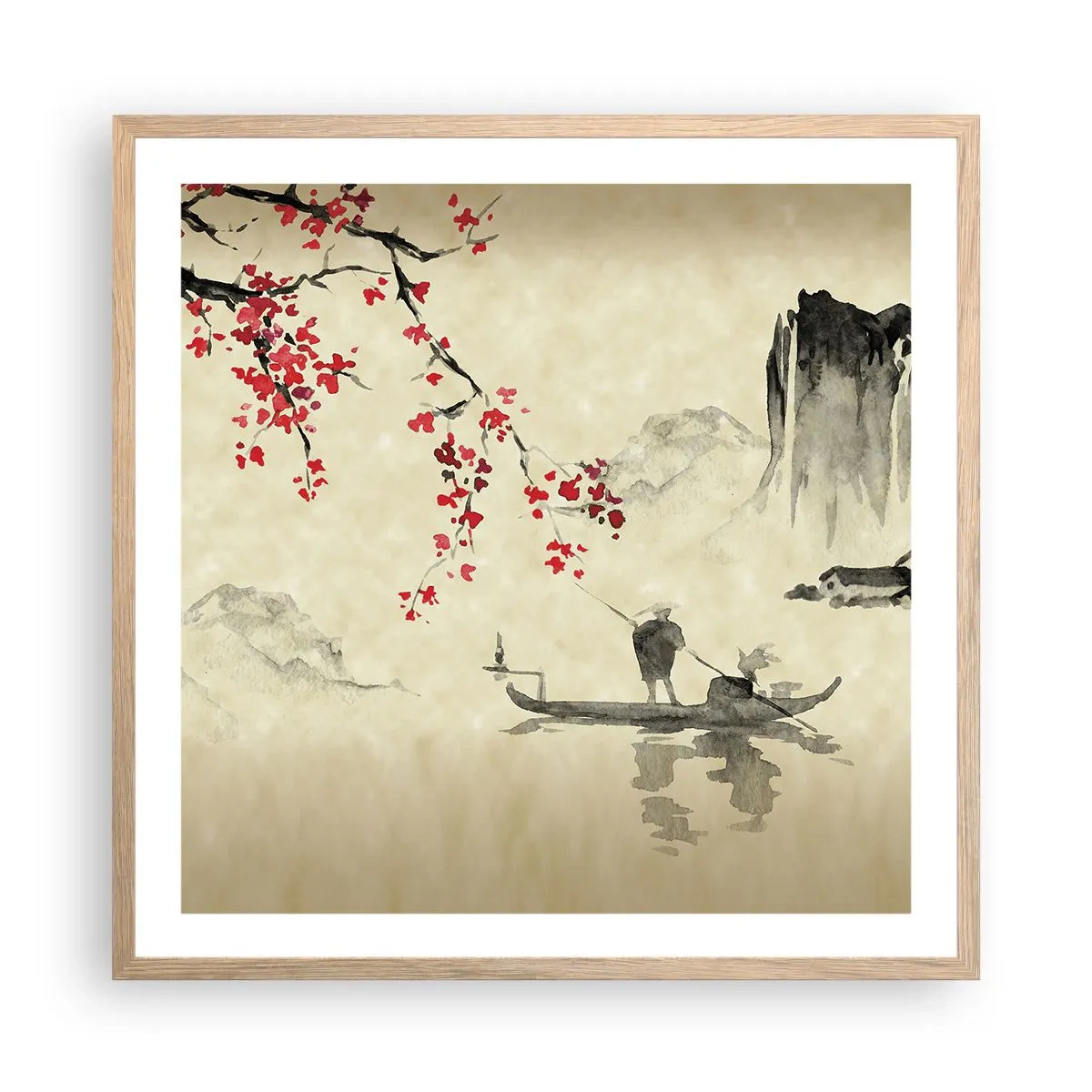 Poster in light oak frame - In Cherry Blossom Country - 60x60 cm
