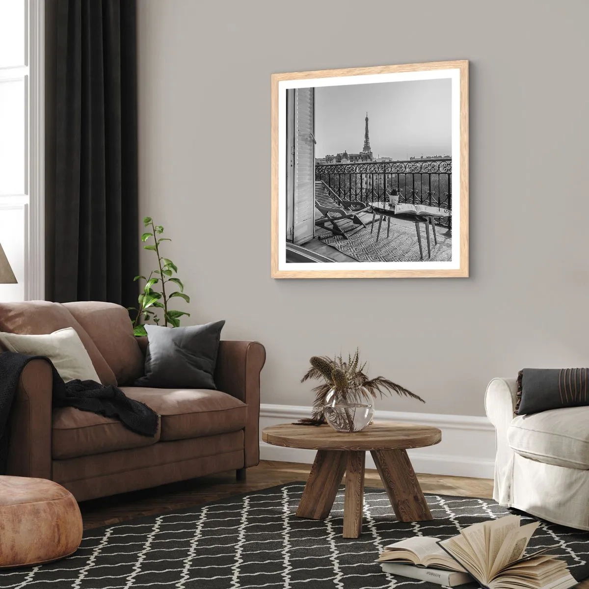 Poster in light oak frame - Parisian Afternoon - 50x50 cm