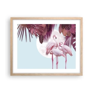 Poster in light oak frame - Three Bird Graces - 50x40 cm
