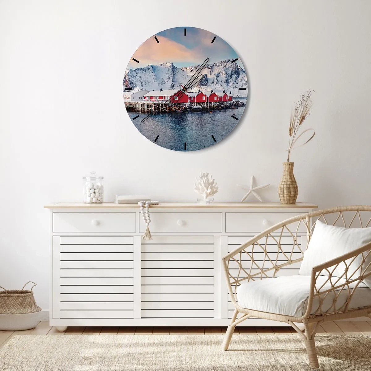 Wall clock - Clock on glass - Northern Retreat - 40x40 cm