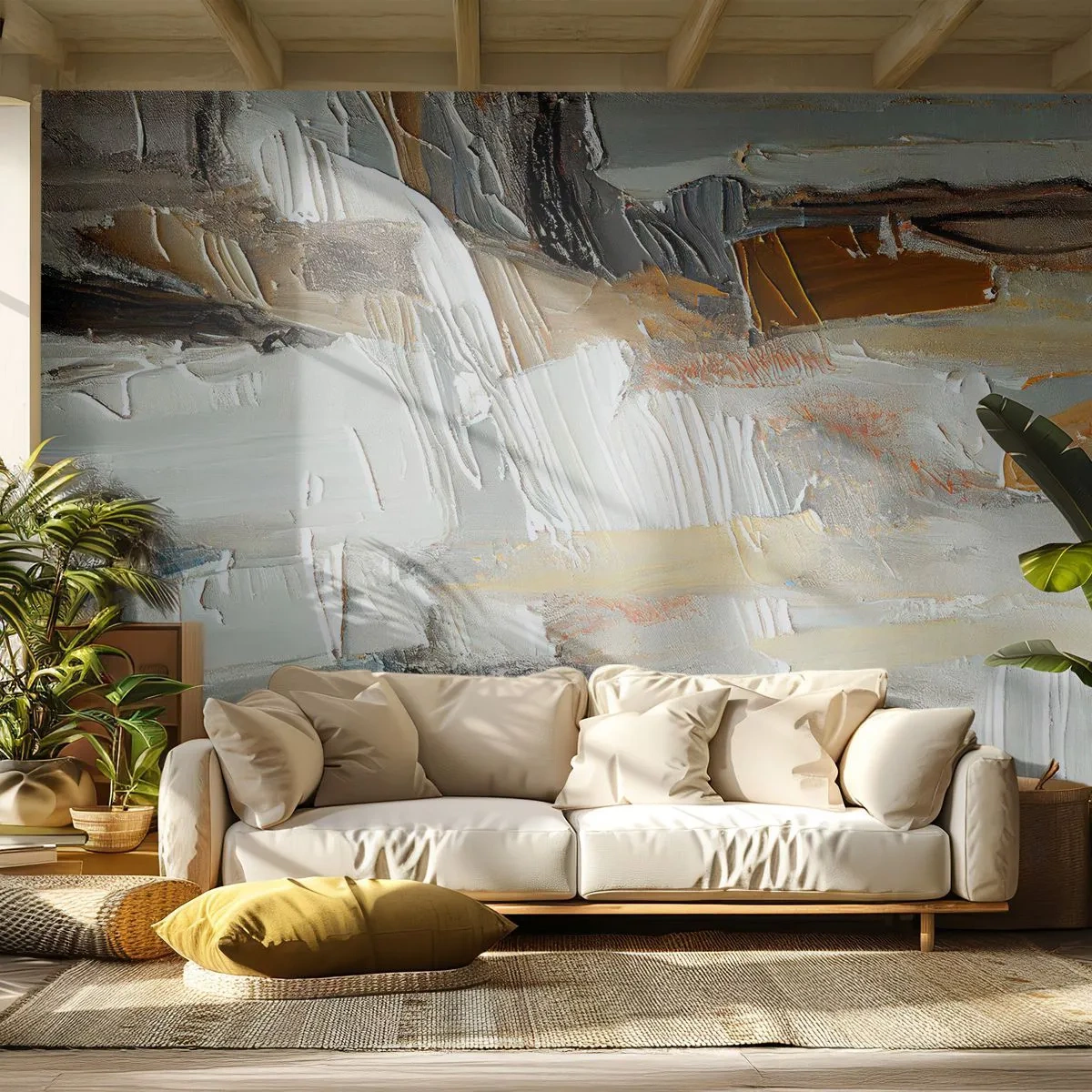 Photo Wallpaper Premium Sand - Layers of Colour - Piece, Paint, Painting - 250x175 cm