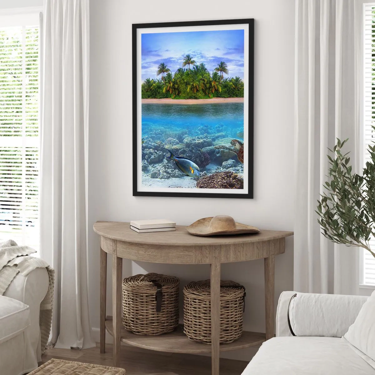 Poster in black frame - Heavenly Island Invites You - 30x40 cm