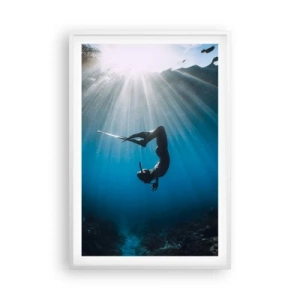 Poster in white frmae - Underwater dance - 61x91 cm