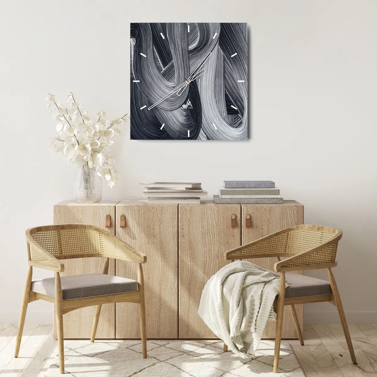 Wall clock - Clock on glass - Fluidity of Reality - 40x40 cm