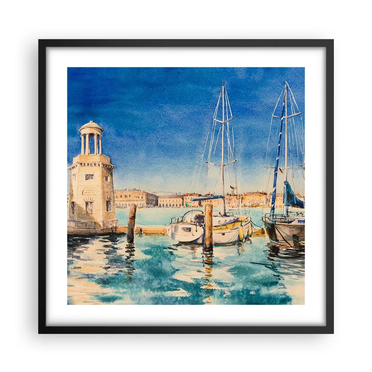 Poster in black frame - Sunny Lagoon - 50x50 cm