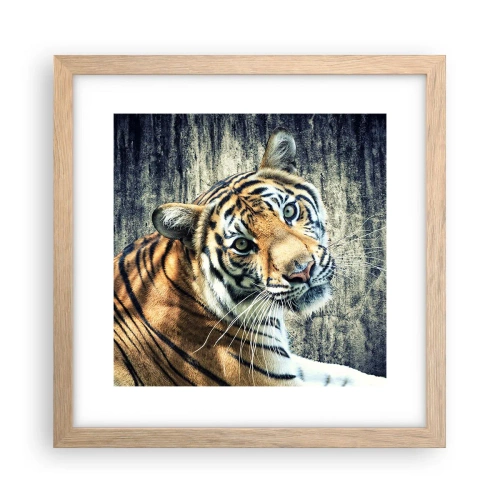 Poster in light oak frame - Portrait in Rays of Light - 30x30 cm
