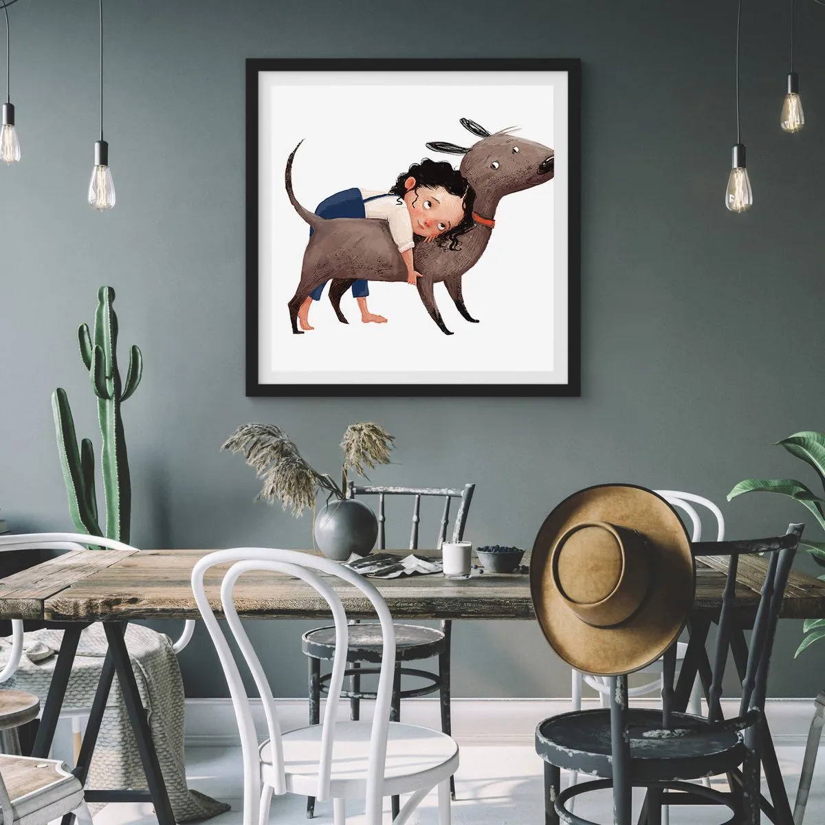 Poster in black frame - Best Friends - 60x60 cm