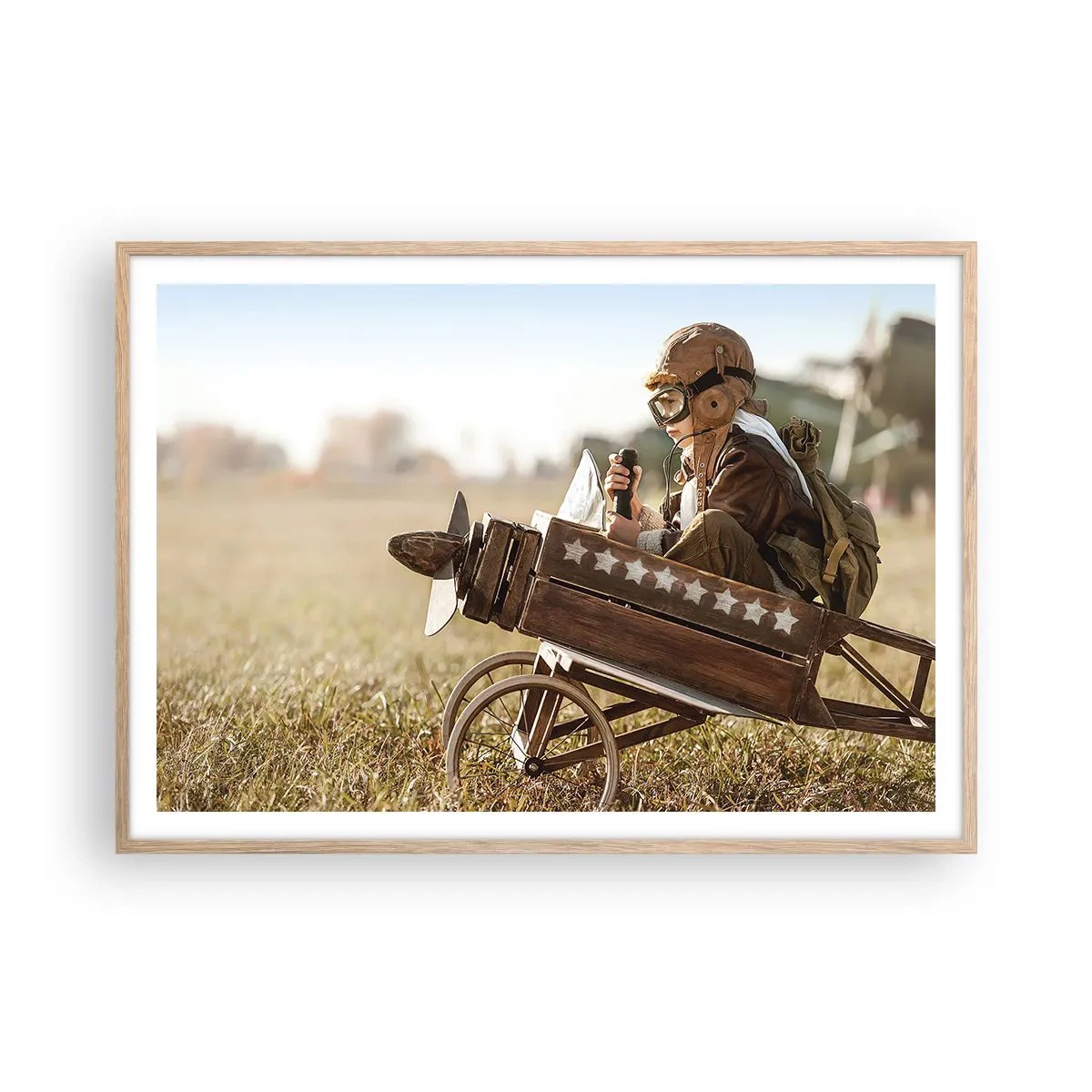 Poster in light oak frame - Take off for a Dream - 100x70 cm