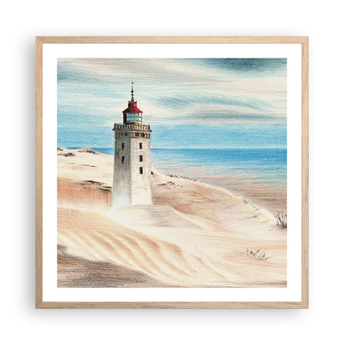 Poster in light oak frame - Always Staring at the Sea - 60x60 cm