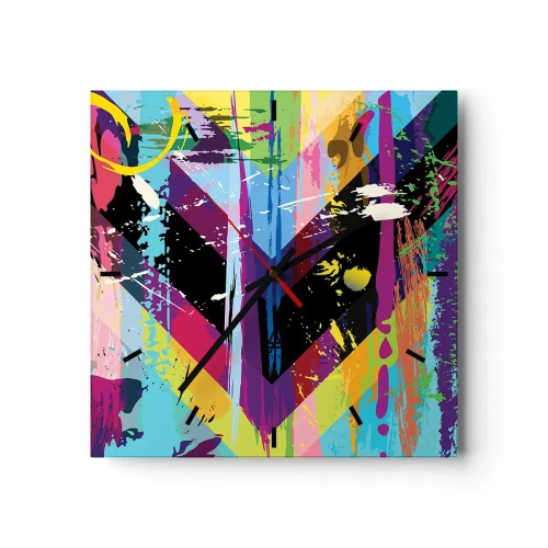 Wall clock - Clock on glass - From Top to Bottom - 40x40 cm