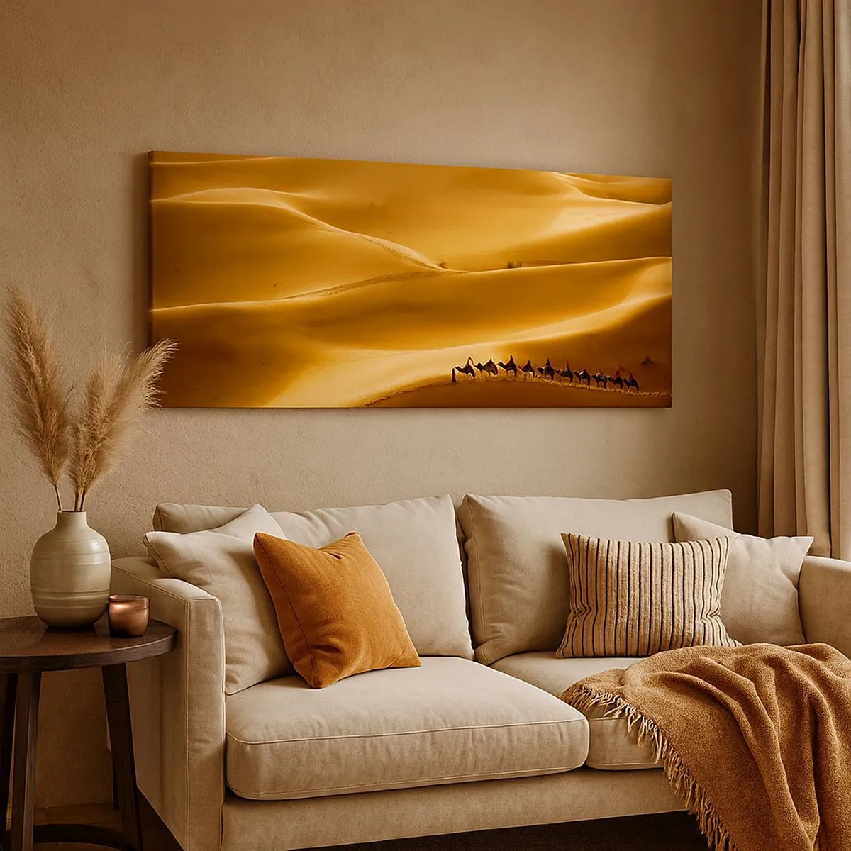 Canvas picture - Caravan on the Waves of a Desert - 100x40 cm