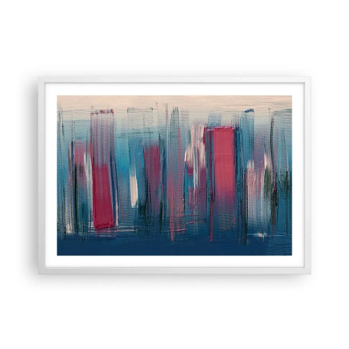Poster in white frmae - Vertical Composition In Blue And Red - 70x50 cm
