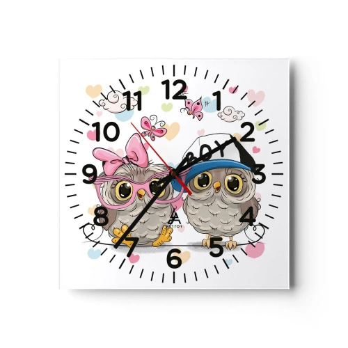 Wall clock - Clock on glass - Let's Keep in Love! - 40x40 cm