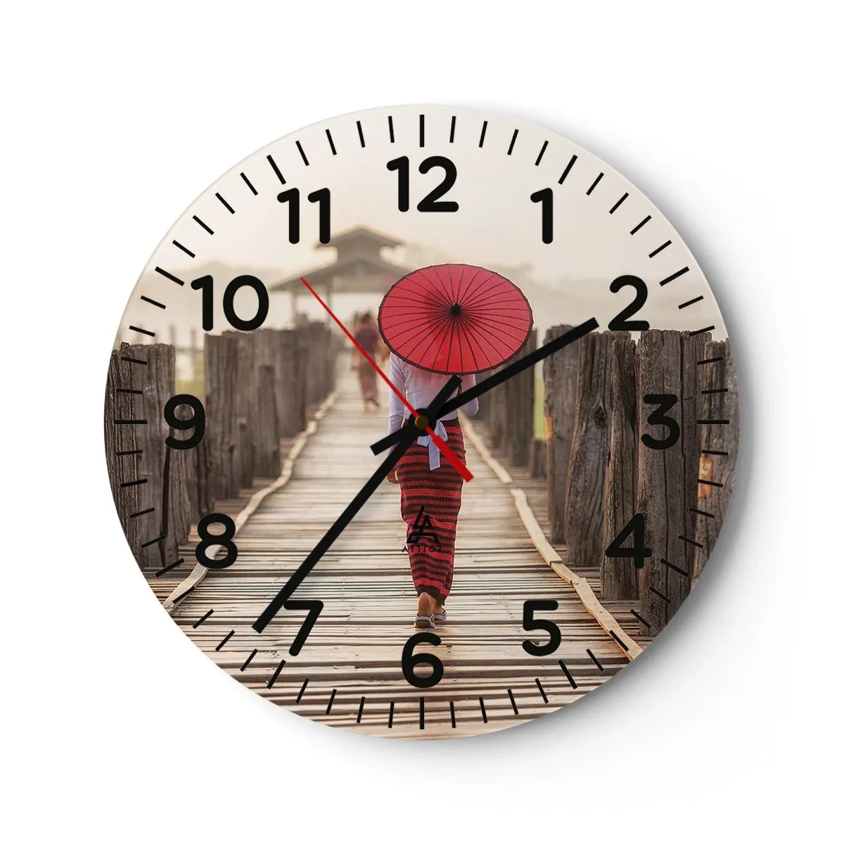 Wall clock - Clock on glass - On an Old Bridge - 30x30 cm