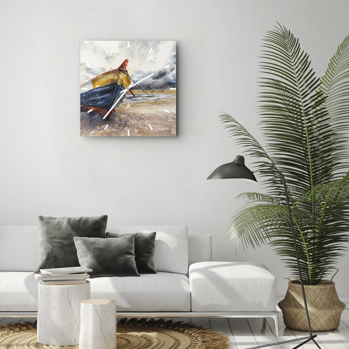 Wall clock - Clock on glass - Rest On the Shore - 40x40 cm