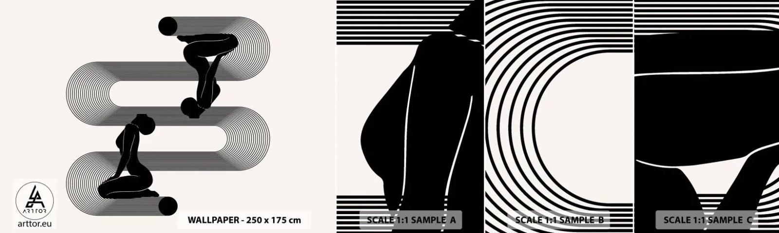 Photo Wallpaper Sample Standard Eco - Sensual Symmetry - Women, Lines, Meditation - 100x30 cm