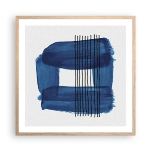 Poster in light oak frame - Blue and Black Composition - 60x60 cm