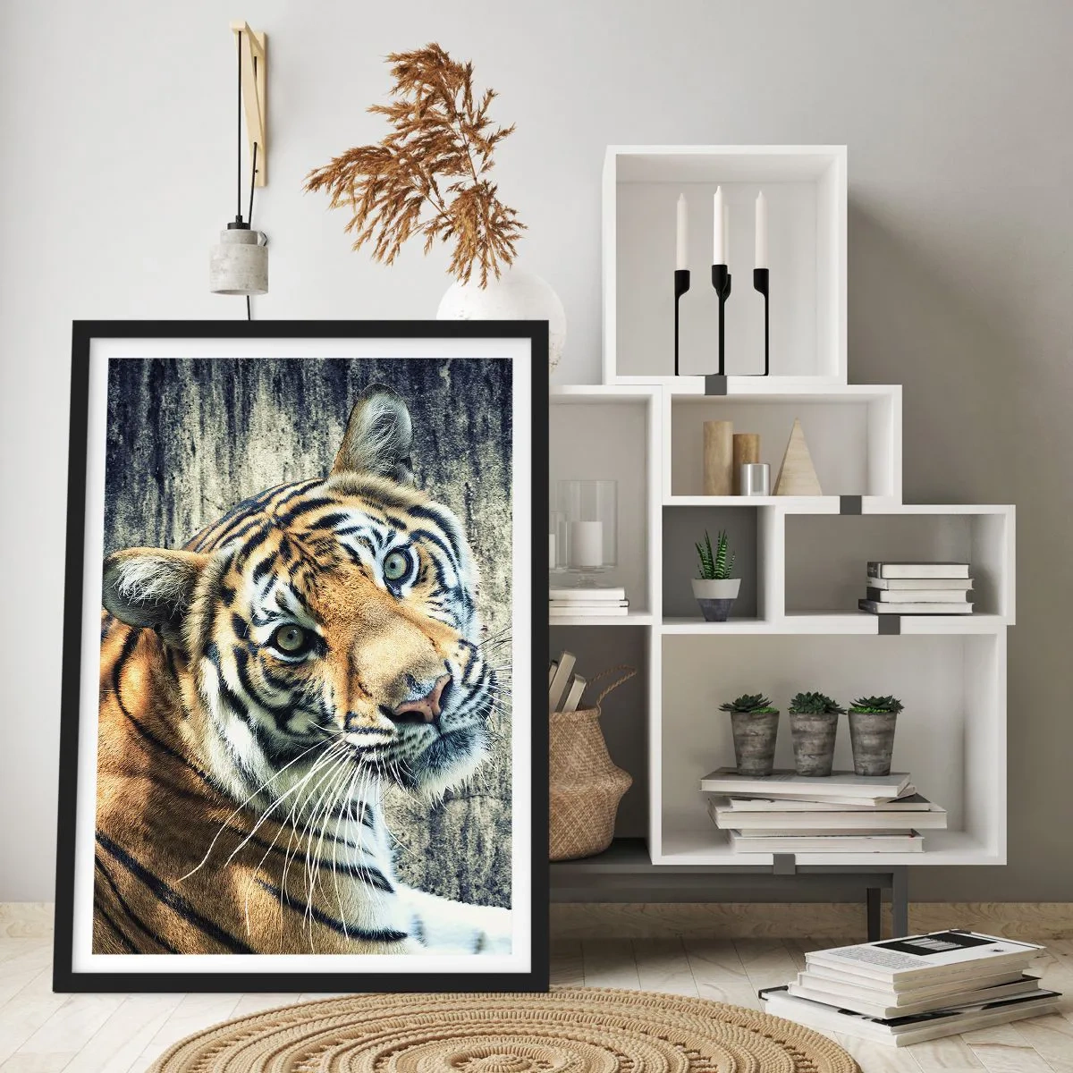 Poster in black frame - Portrait in Rays of Light - 61x91 cm